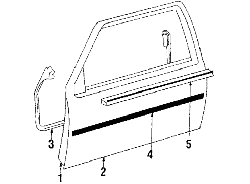 1985 Toyota Celica Door & Components MOULDING Assembly, Front Do Diagram for 75710-14160