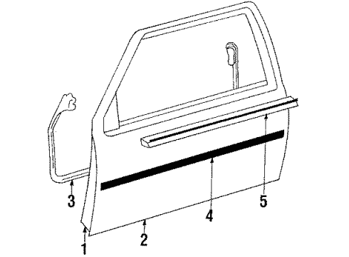 1985 Toyota Celica Door & Components Moulding, Front Door, Outside LH Diagram for 75732-14100