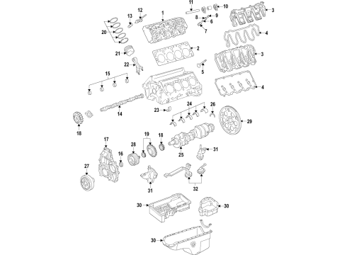 2019 Chevrolet Silverado 2500 HD Engine Parts, Mounts, Cylinder Head & Valves, Camshaft & Timing, Oil Pan, Oil Pump, Crankshaft & Bearings, Pistons, Rings & Bearings Rocker Shaft Diagram for 12648424
