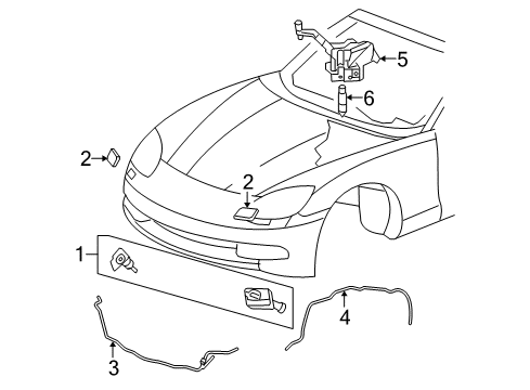 2005 Chevrolet Corvette Washer Components Tube Asm-Headlamp Washer Solvent Container Filler Diagram for 10447308