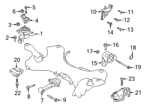 2019 Hyundai Santa Fe Engine & Trans Mounting Support Engine Mounting Bracket Diagram for 21825C5000