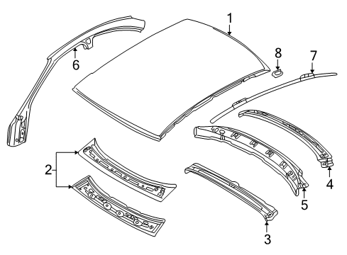 2001 BMW 325xi Roof & Components, Exterior Trim Fixing Clamp Right Diagram for 51138189020