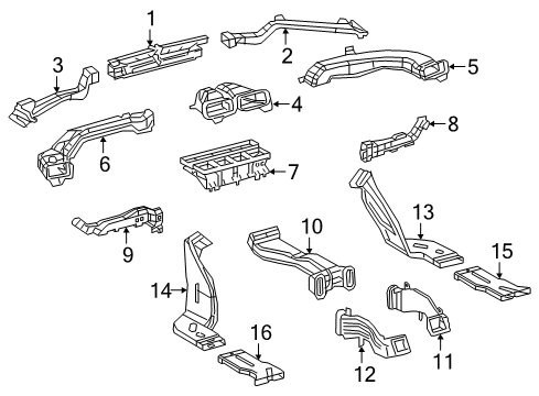 2022 Toyota Camry Ducts Center Duct Diagram for 58863-06140