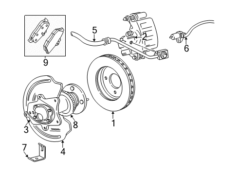 2003 Ford Mustang Anti-Lock Brakes Splash Shield Diagram for YR3Z-2C029-AA