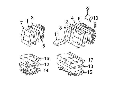 Diagram for 2006 Toyota Tundra Rear Seat Components 