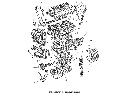 1987 Toyota MR2 Engine Parts, Mounts, Cylinder Head & Valves, Camshaft & Timing, Oil Pan, Oil Pump, Crankshaft & Bearings, Pistons, Rings & Bearings PULLEY, Crankshaft Diagram for 13470-16020