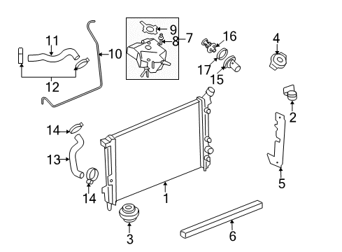 2006 Pontiac Montana Radiator & Components Radiator Asm Diagram for 15211585