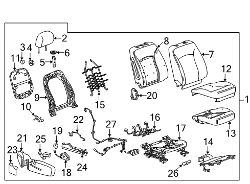 2014 Chevrolet Malibu Passenger Seat Components Cushion Frame Diagram for 13506152