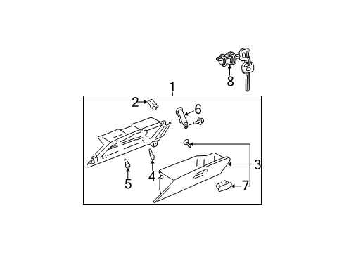2004 Toyota Camry Glove Box Glove Box Assembly Diagram for 55303-AA020-E0