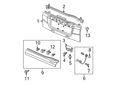 2009 Honda Element Tail Gate Striker Assy., Tailgate (Lower) Diagram for 74862-SCV-A01