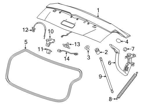 2016 Cadillac CTS Trunk Weatherstrip Diagram for 84113009