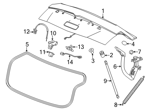 2016 Cadillac CTS Trunk Lift Cylinder Diagram for 23199275