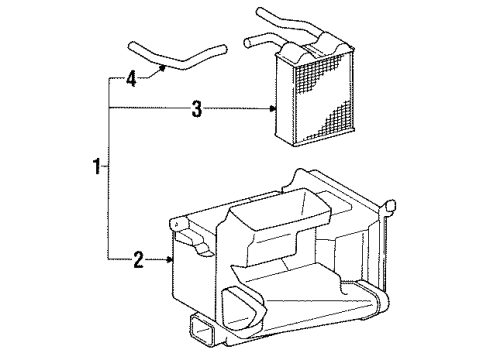 1992 Toyota Land Cruiser Heater Core & Control Valve Radiator Assembly, HEATE Diagram for 87150-60200