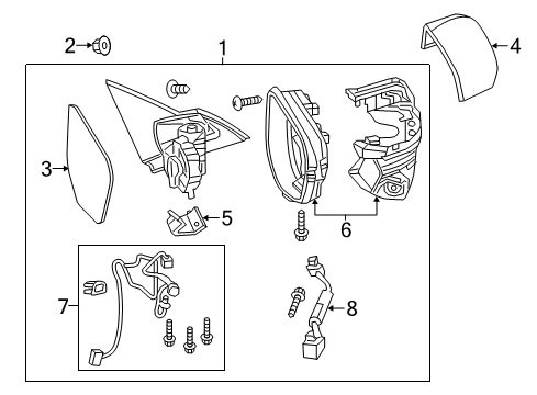 2016 Honda Civic Outside Mirrors Set Driver Side, Mirror Complete Diagram for 76253-TBA-A01