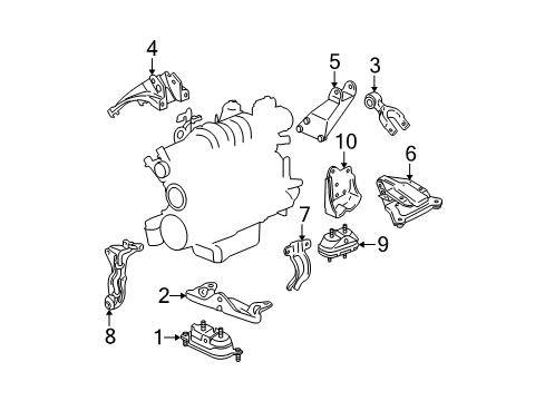 2007 Buick LaCrosse Engine & Trans Mounting Brace-Transaxle Diagram for 12589418