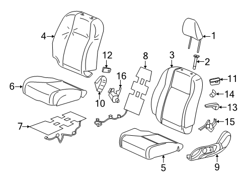 2015 Honda Civic Front Seat Components Pad Complete Right, Front Cushion Diagram for 81137-TS8-A81