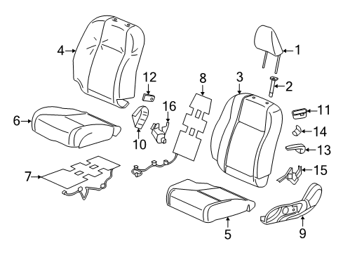 2015 Honda Civic Front Seat Components Pad, R. FR. Seat-Back Diagram for 81127-TS8-L61