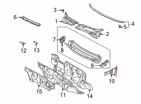 2008 Toyota Corolla Cowl Panel Sub-Assembly, Dash Diagram for 55101-12A00