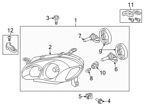 2003 Toyota Corolla Bulbs Repair Bracket Diagram for 81196-02030