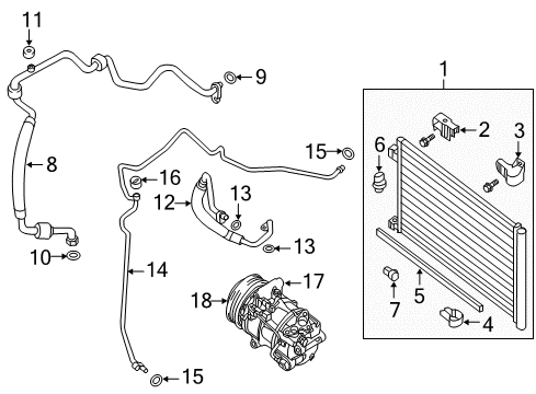 2014 Nissan Sentra Switches & Sensors Condenser & Liquid Tank Assy Diagram for 92100-3SH0C