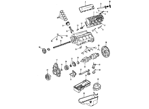 2001 Chevrolet Silverado 3500 Engine Parts, Mounts, Cylinder Head & Valves, Camshaft & Timing, Oil Pan, Oil Pump, Crankshaft & Bearings, Pistons, Rings & Bearings Timing Gear Set Diagram for 97225895