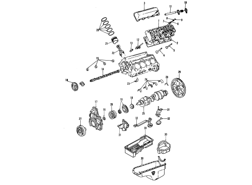 2005 Chevrolet Silverado 3500 Engine Parts, Mounts, Cylinder Head & Valves, Camshaft & Timing, Oil Pan, Oil Pump, Crankshaft & Bearings, Pistons, Rings & Bearings Cover, Engine Front Diagram for 97328860