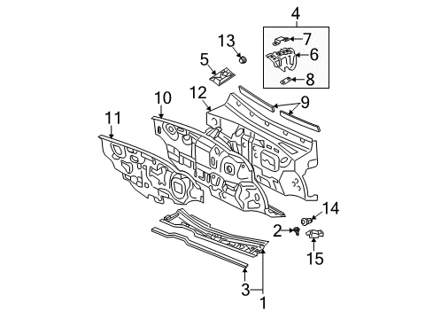 2004 Lexus ES330 Cowl Insulator Assy, Dash Panel Diagram for 55210-33110