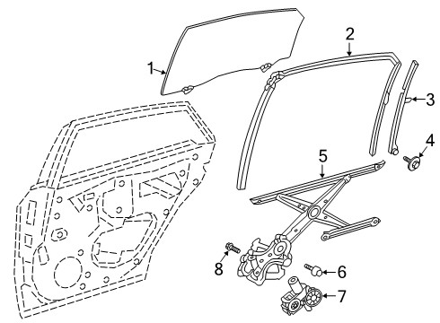 2022 Toyota Avalon Front Door Glass & Hardware Window Motor Diagram for 85720-07081