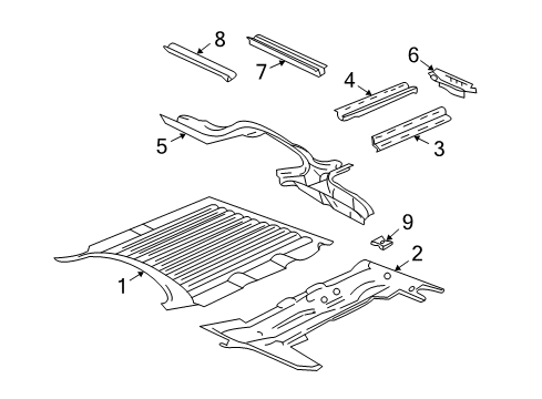 1996 Chevrolet P30 Pillars, Rocker & Floor - Floor Panel-Front Floor *Marked Print Diagram for 15769633