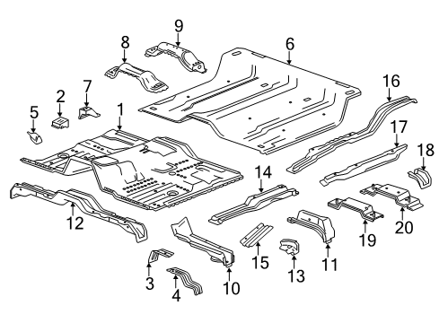 2015 Cadillac Escalade ESV Pillars, Rocker & Floor - Floor & Rails Center Floor Pan Diagram for 23463507