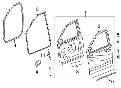 2022 Chevrolet Silverado 2500 HD Door & Components Lower Weatherstrip Diagram for 84050219