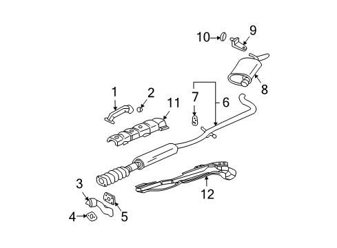 2000 Buick LeSabre Exhaust Components Exhaust Muffler Assembly (W/ Exhaust & T/Pipe & 3W Diagram for 25700229