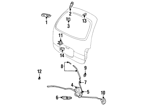 1998 Ford Windstar Lift Gate Latch Diagram for 4F2Z-1643151-A