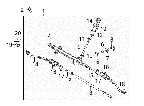 2012 Hyundai Sonata Steering Gear & Linkage Gear Assembly-Steering Diagram for 56500-3Q000