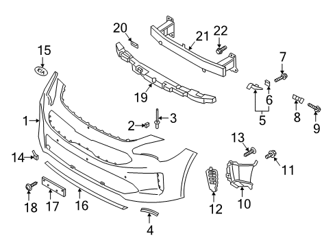 2018 Kia Stinger Front Bumper Bracket Assembly-Front Bumper Diagram for 86514J5000