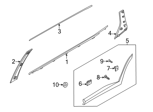 2021 Hyundai Palisade Exterior Trim - Rear Door GARNISH Assembly-RR Dr RR Frame, RH Diagram for 83280-S8000