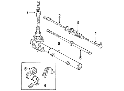 1991 Dodge Daytona P/S Pump & Hoses, Steering Gear & Linkage Power Steering Gear Rack Pinion Diagram for R0400230