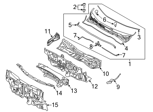 2015 Kia Sedona Cowl Panel Complete-Dash Diagram for 64300A9000