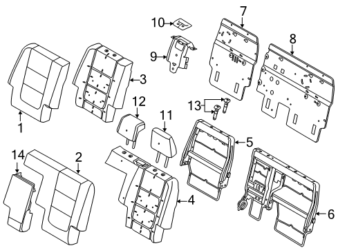 2018 Ford Explorer Second Row Seats Armrest Assembly Diagram for FB5Z-7867112-CC