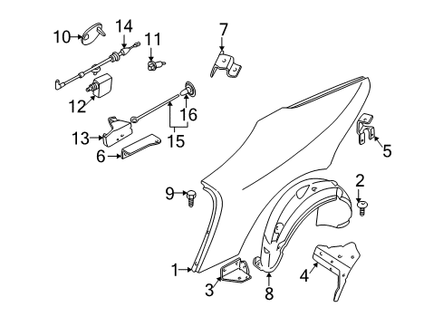 2000 BMW Z8 Quarter Panel & Components Left Rear Side Panel Diagram for 41357011671