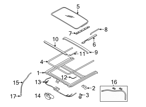 2007 Hyundai Accent Sunroof DEFLECTOR Link-SUNROOF, RH Diagram for 81643-1G000