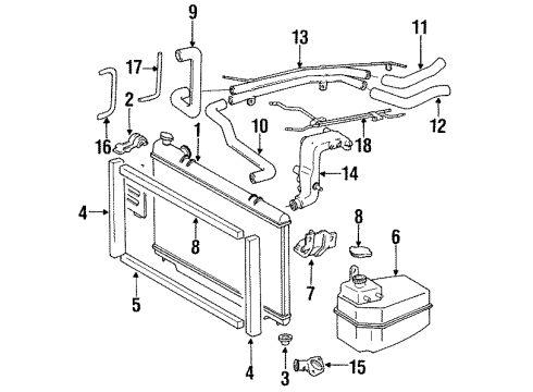 1991 Toyota Previa Radiator & Components Hose, Radiator Diagram for 16574-76010