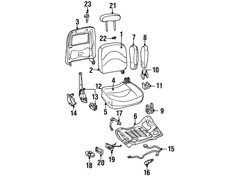 2001 Ford Crown Victoria Power Seats Seat Cushion Pad Diagram for F8MZ54632A22AA