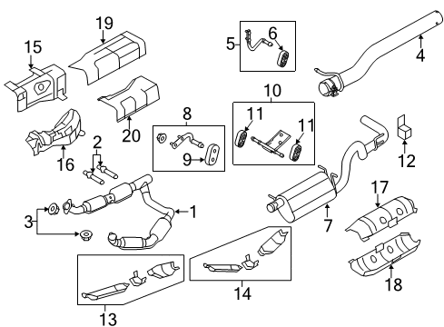 2008 Ford E-150 Exhaust Components Catalytic Converter Diagram for 7C2Z-5F250-A