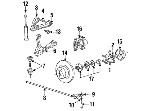 1996 Dodge Dakota Front Suspension Components, Lower Control Arm, Upper Control Arm, Stabilizer Bar Front Suspension-Knuckle Diagram for 52038062