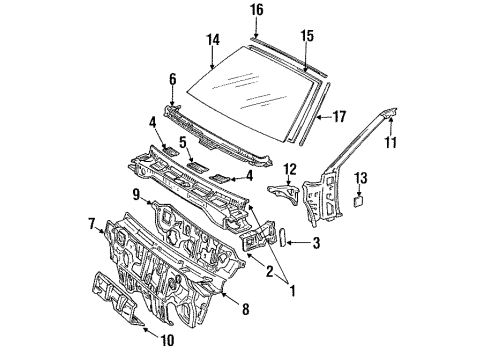 1990 Lexus ES250 Windshield Glass, Cowl Glass Seal Kit Diagram for 04562-30040