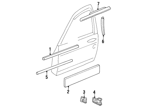 1995 Chevrolet Monte Carlo Exterior Trim - Door Molding Asm-Front Side Door Window Belt Reveal <U*Black Diagram for 10297673