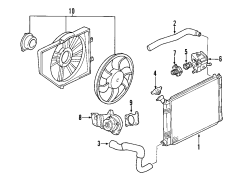 2001 Ford Focus Cooling System, Radiator, Water Pump, Cooling Fan Gasket Diagram for YS4Z-8507-AA
