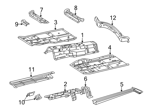 2003 Lexus LS430 Floor & Rails Reinforcement, Center Floor Crossmember, RH Diagram for 57043-50040