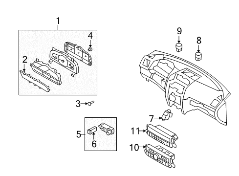 2009 Kia Borrego Instruments & Gauges Cluster Assembly-Instrument Diagram for 940012J210